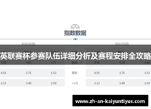 英联赛杯参赛队伍详细分析及赛程安排全攻略